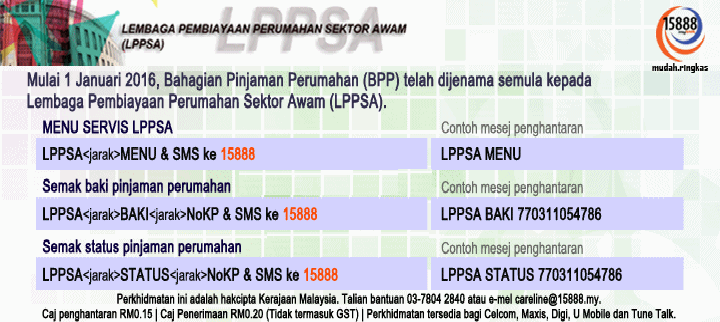 Semakan Baki Pinjaman Perumahan Kerajaan Online Dan SMS