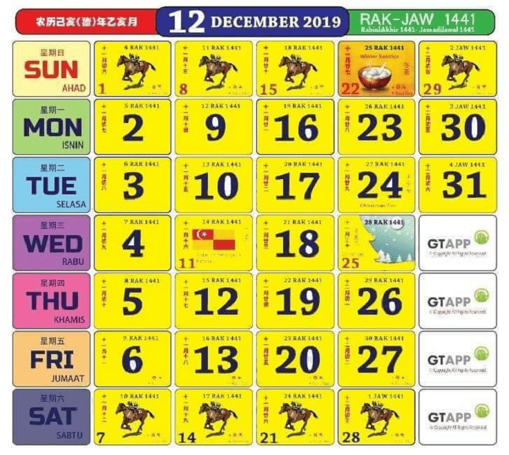 Kalendar Kuda 2019 Malaysia (Tarikh Cuti Umum)