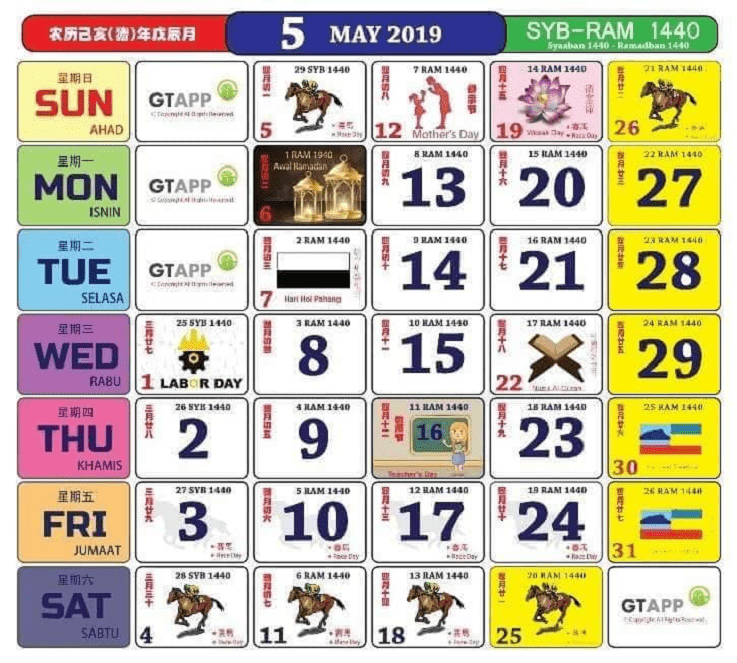 Kalendar 2019 Cuti Umum Dan Cuti Sekolah Malaysia