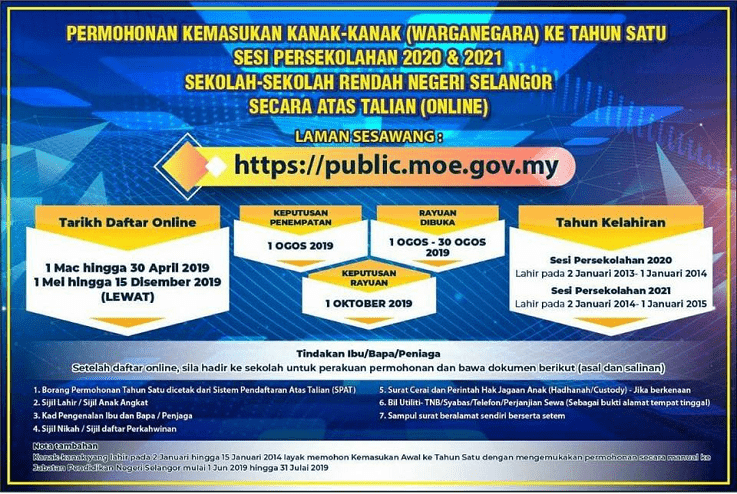 Pendaftaran Murid Tahun 1 Ambilan 2020/ 2021 Online SPATKPM