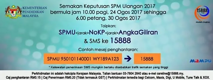 Semakan Keputusan SPMU 2017 Online Dan SMS Semakan Keputusan SPM ulangan 2017 melalui sms